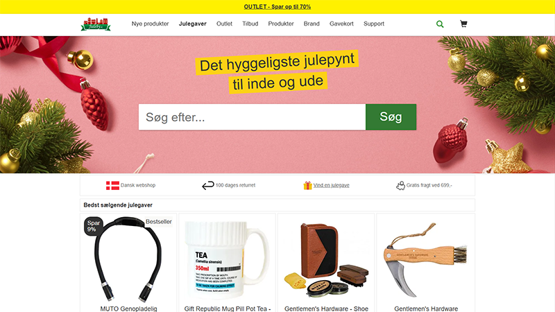 Forside-screenshot af Juleby.dk webshop