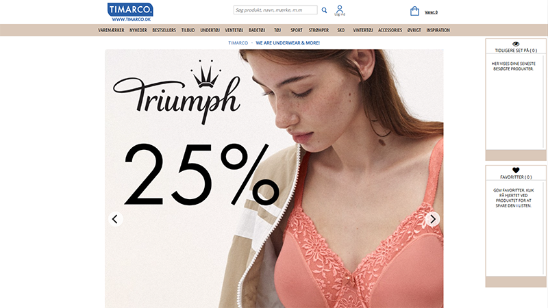 Forside-screenshot af Timarco DK webshop